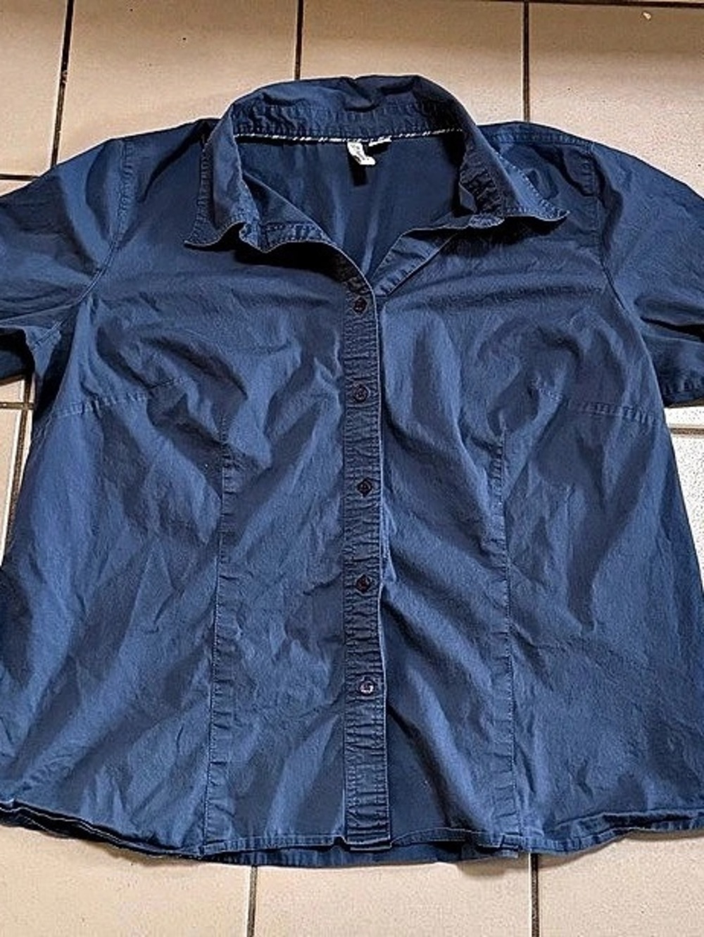 St John’s Bay Stretch Button Down Shirt in Blue Size 1X